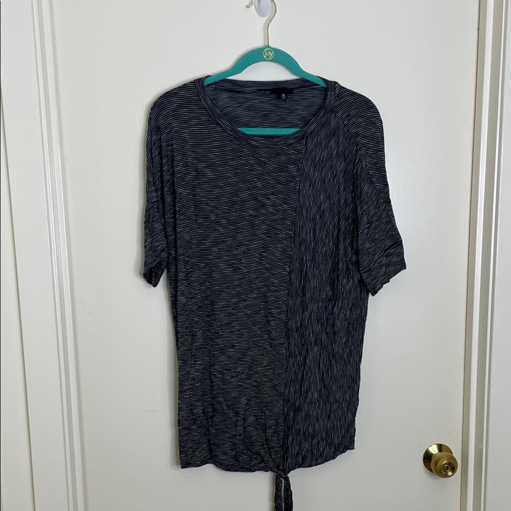 Mossimo Supply Co. Charcoal Striped Short Sleeve Top